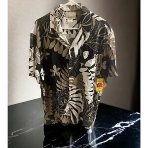 Kalaheo Hawaiian Shirt Men SIZE Large Floral Short Sleeve Rayon‎ Made USA New!